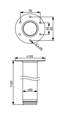 1100MM MATT CHROME TABLE LEG WITH MOUNTING RING - Image 2
