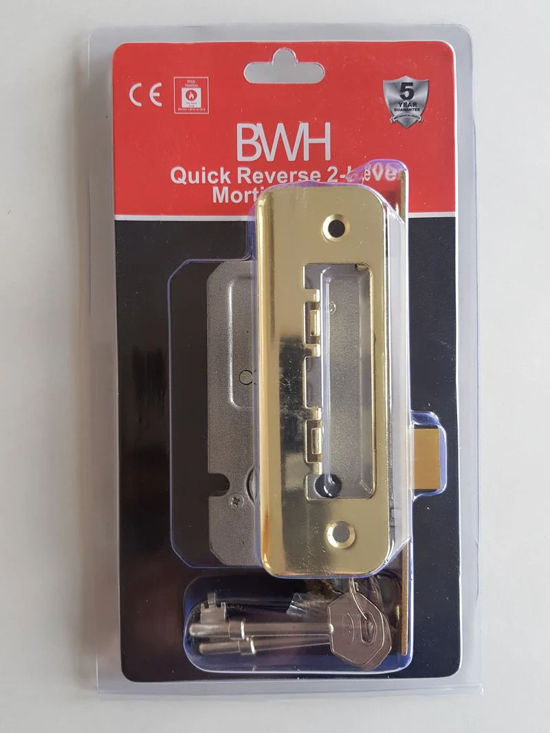 2 LEVER MORTICE LOCK BRASS 63mm
