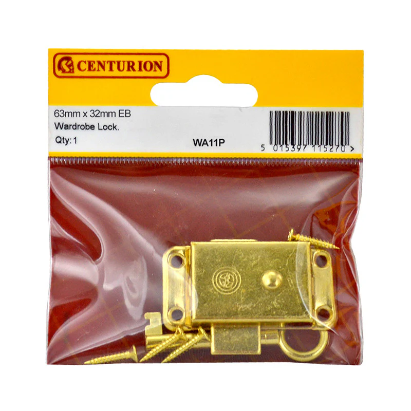 63mm BRASS WARDROBE LOCK & KEY