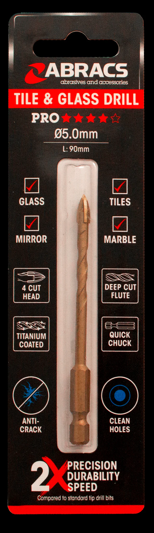 ABRACS 4 TIP GLASS & TILE DRILL BIT ( 6 VARIANTS)