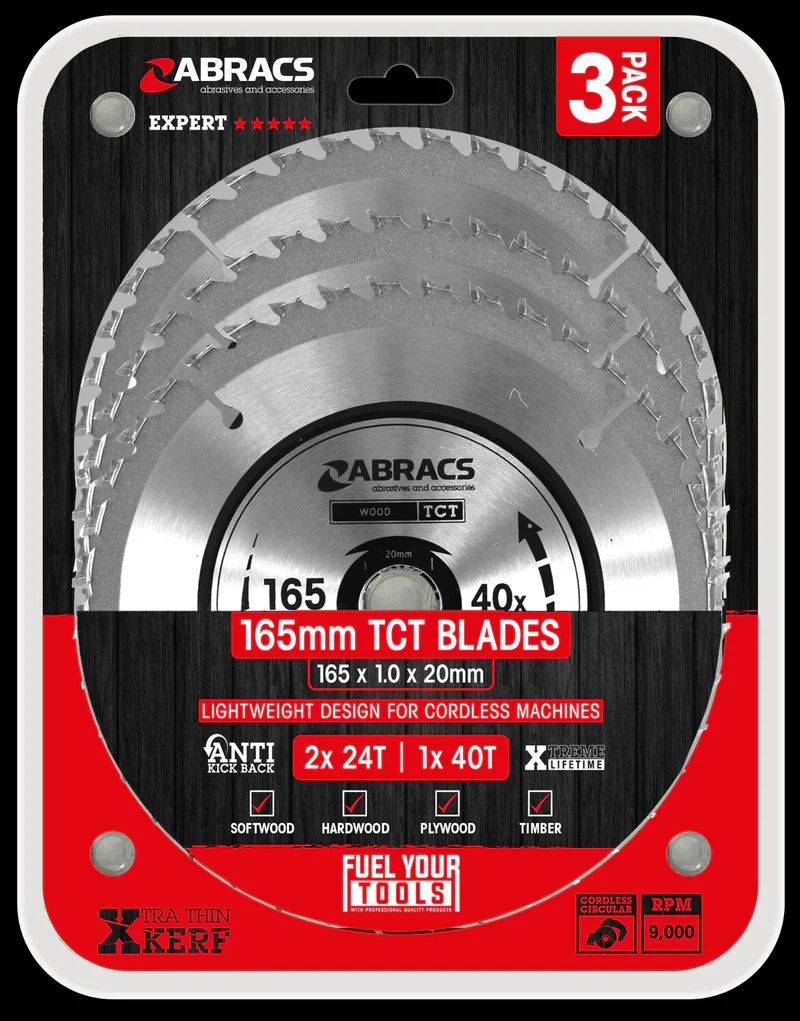 ABRACS TCT 165mm X 20mm 3pk 2 x 24T &1 x40T (CORDLESS)