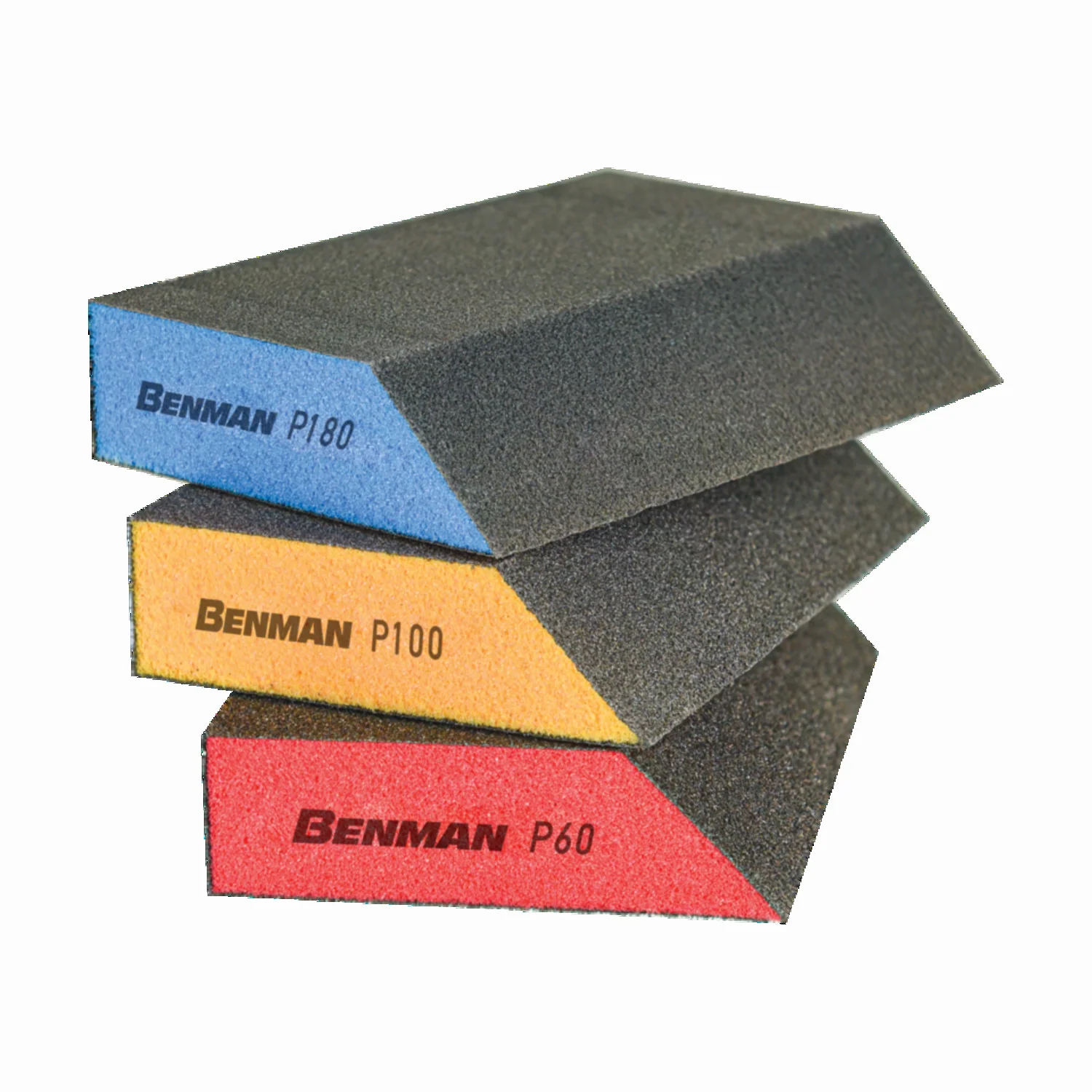 BENMAN 4 SIDED ANGLED SANDING BLOCK P60 RED (125X90X25MM)