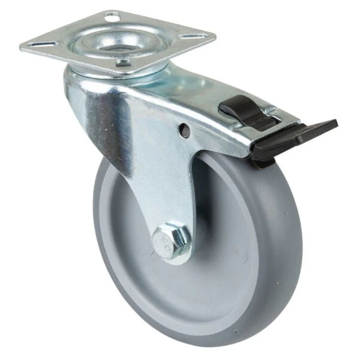 Equipment Castor 100mm Swivel, Fixed, Brake 70kg Grey - Image 3