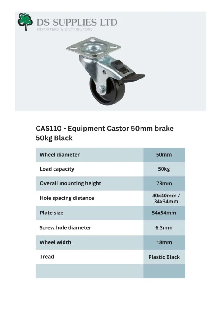 Equipment Castor 50mm Brake 50kg - Image 4