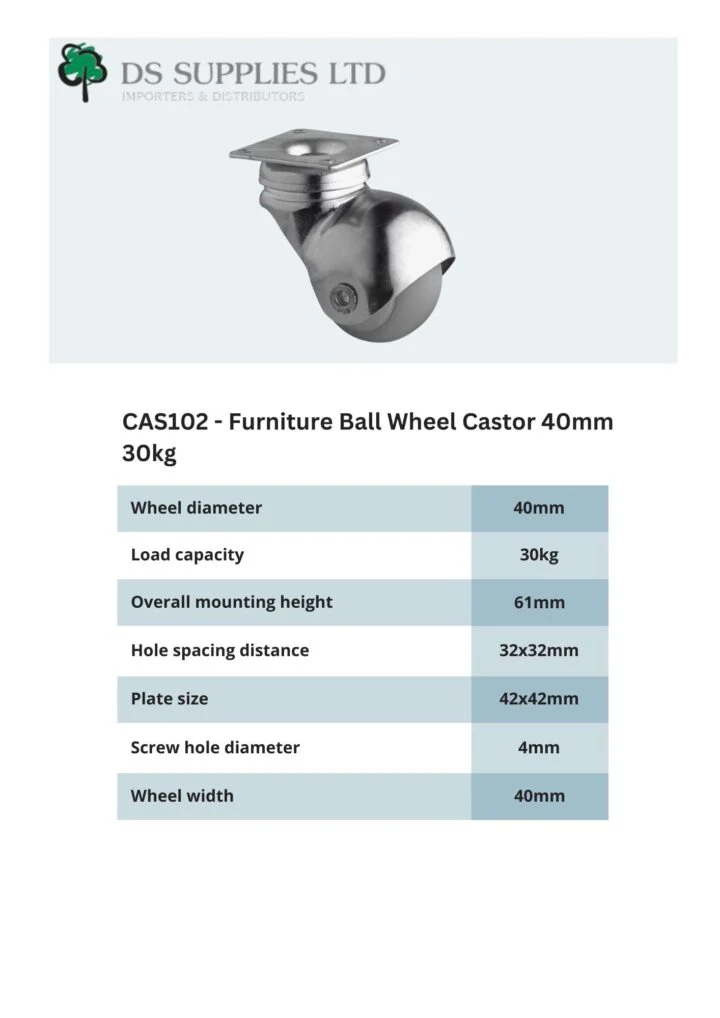 Furniture Ball Wheel Castor 40mm 30kg - Image 2