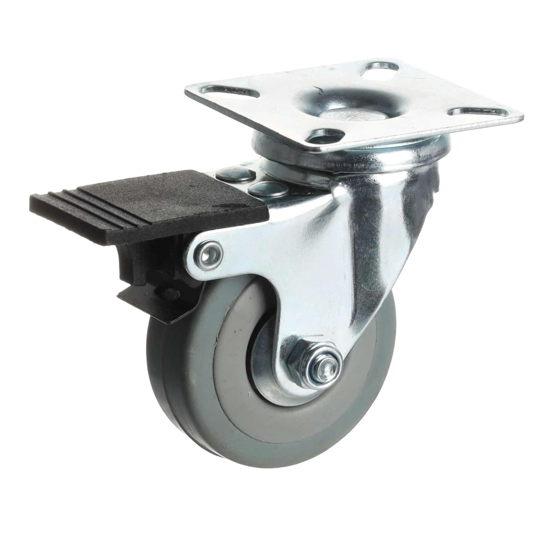GC52 FURNITURE CASTOR 50MM WITH BRAKE SOFT GREY THREAD