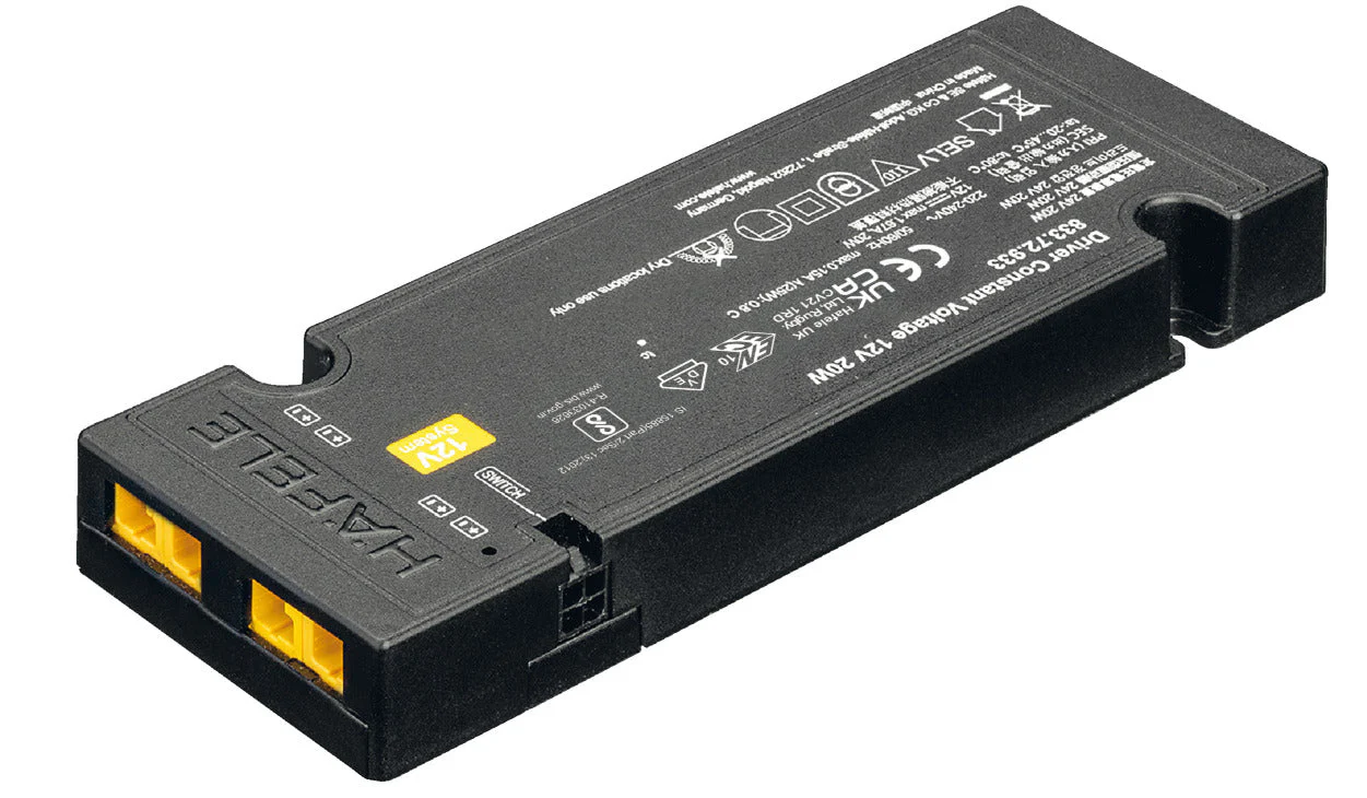 LED Driver 12 V, without Mains Lead, Rated IP 20, Loox5 Eco
With switching function for 1 switch, Length x width x height 138 x 50 x 16 mm, Wattage 0 - 20 W