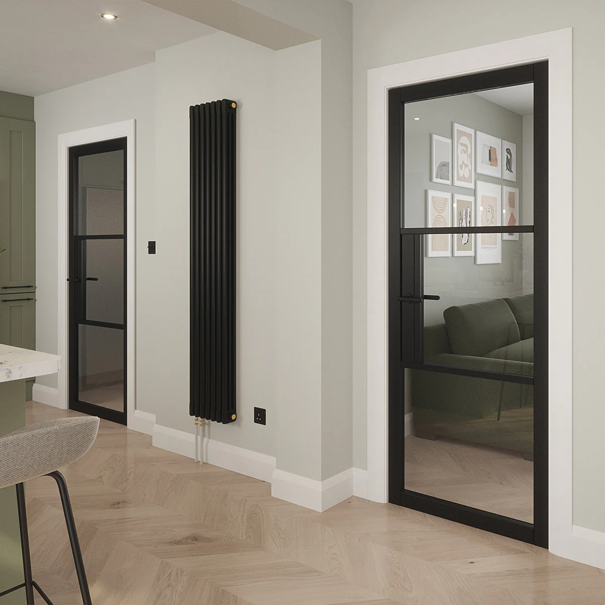SEATTLE 3 LITE CLEAR GLASS BLACK PRIMED DOOR - Image 5