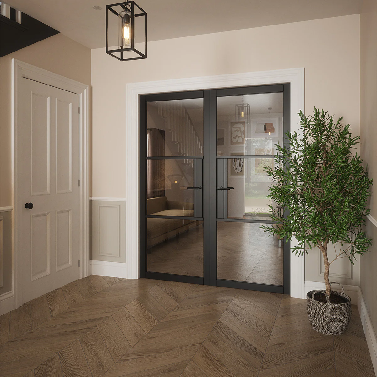 SEATTLE 3 LITE CLEAR GLASS BLACK PRIMED DOOR - Image 7