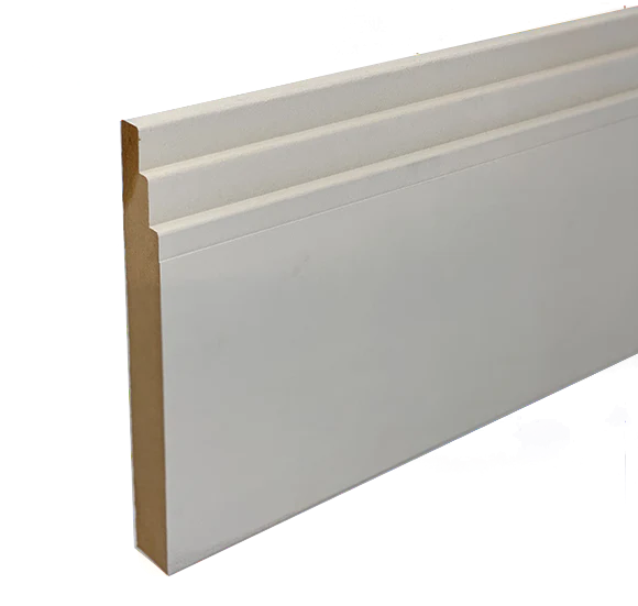 Primed Mdf Skirting Art Deco  Stepped   194mm X 22mm  X 4.4mt
