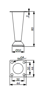 RIEX GS25 FURNITURE LEG H80 MATT BLACK - Image 2