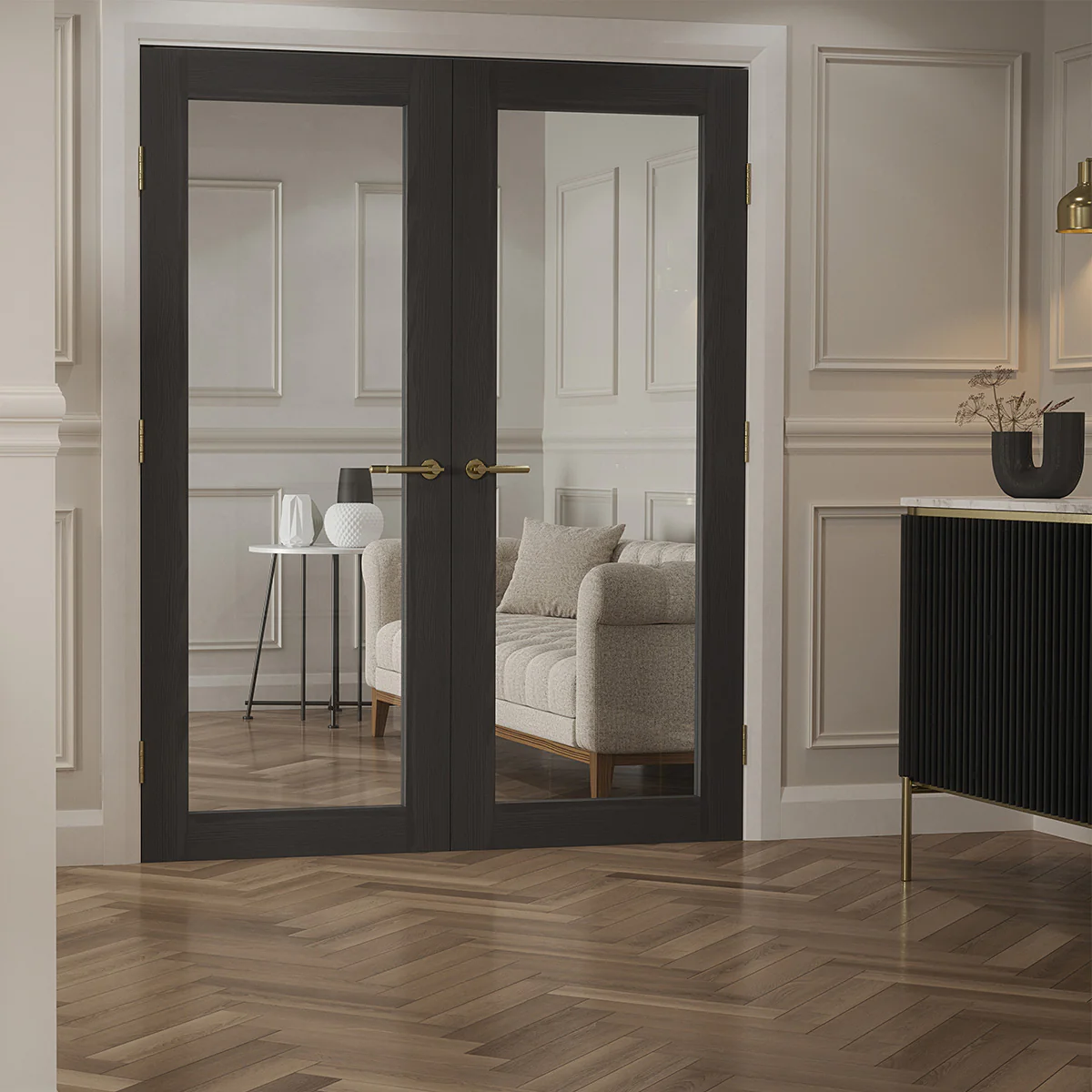 NOLITA GREY CLEAR GLASS PRE-FINISHED DOOR - Image 4