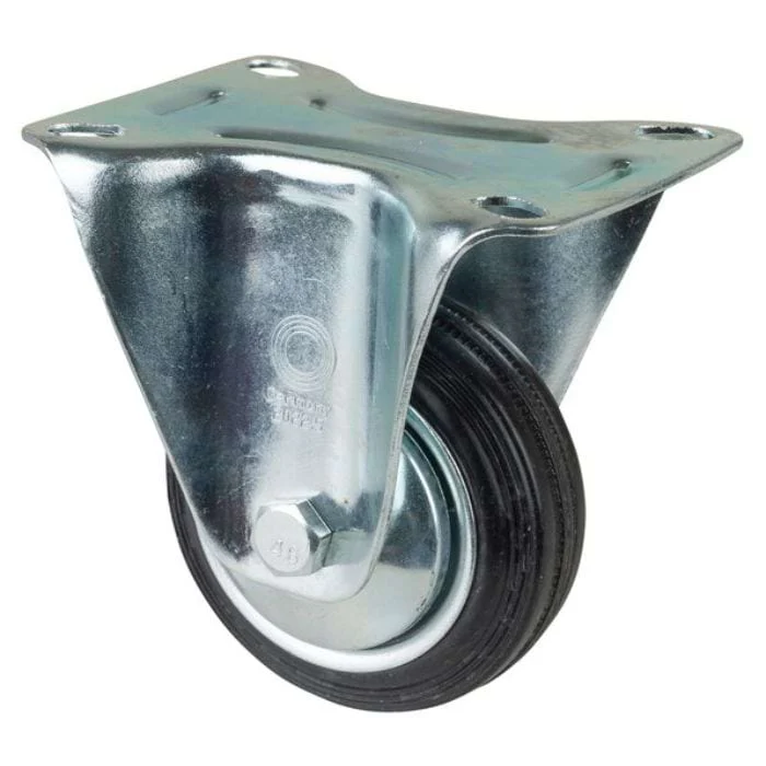 Transport Castor 80mm swivel, fixed, brake 50kg Rubber Black - Image 2
